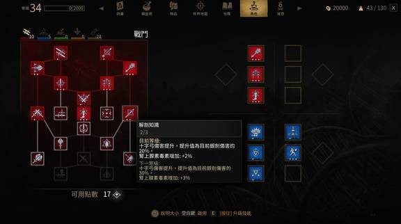 巫师3重制版全技能数据详解