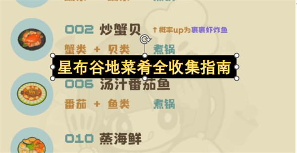 星布谷地菜肴全收集指南