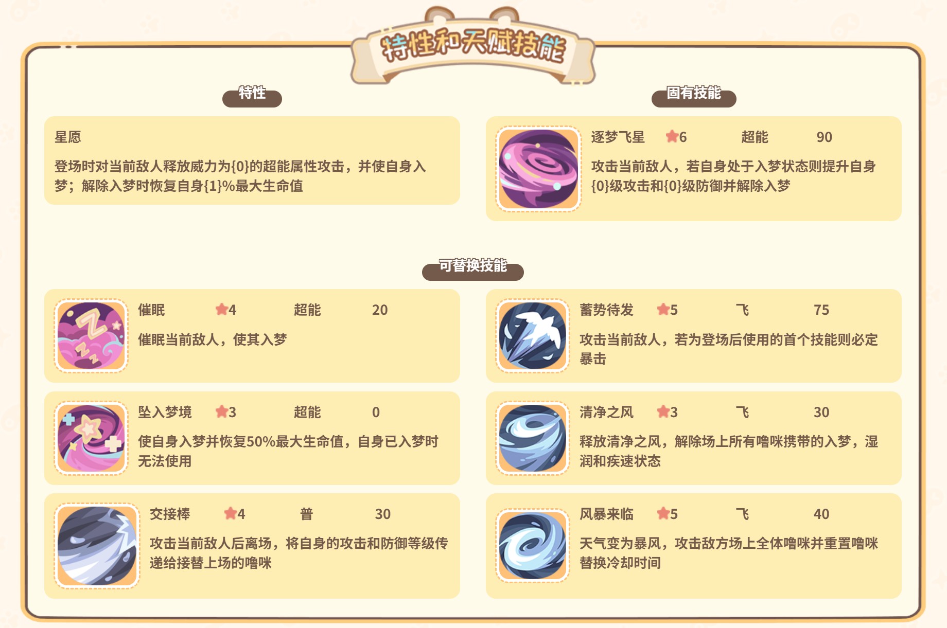闪耀吧噜咪流星蝶属性详解