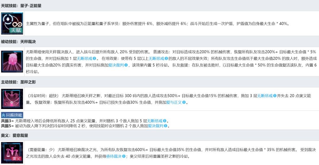 魂器学院尤斯蒂娅角色属性详解